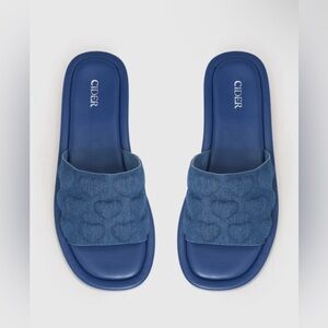 Faux leather 3D heart Sandal slides